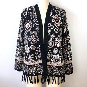 Floral Jacquard Sweater Cardigan